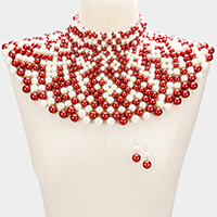 Pearl armor bib choker necklace