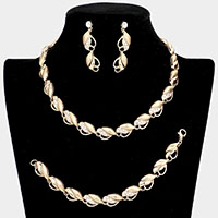 3PCS - Crystal Rhinestone Marquise Necklace Set