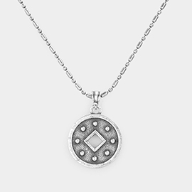 Embossed Metal Pendant Necklace