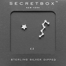 SECRET BOX_Sterling Silver Dipped CZ Stone Paved Unbalance Star Earrings