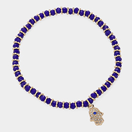 Hamsa Charm Beaded Stretch Bracelet