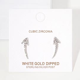White Gold Dipped CZ Embellished Arrow Ear Crawlers