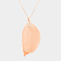 Natural Dipped Filigree Leaf Pendant Necklace