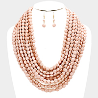 Multi Strand Faceted Round Beaded Necklace