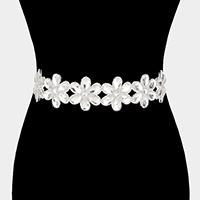 Glass Stone Flower Sash Ribbon Bridal Wedding Belt / Headband