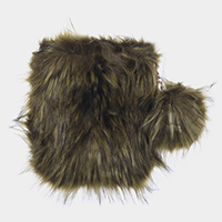 Furry Faux Fur Pom Pom Square Clutch Bag