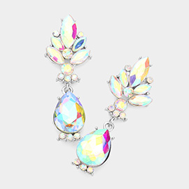 Marquise Glass Crystal Teardrop Dangle Evening Earrings