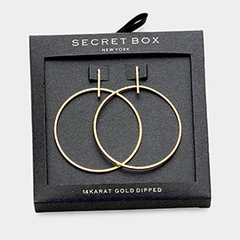 Secret Box _ 14K Gold Dipped Metal Bar Hoop Earrings