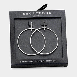 Secret Box _ Sterling Silver Dipped Metal Bar Hoop Earrings