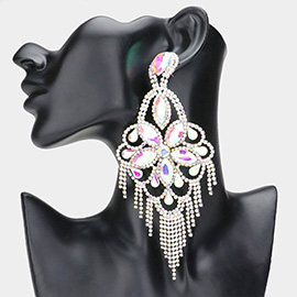 Oversized Crystal Flower Chandelier Evening Earrings