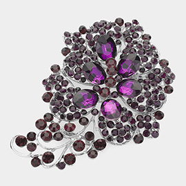 Glass Stone Flower Pin Brooch