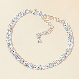 2 Rows Pave CZ Tennis Evening Bracelet