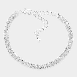 2 Rows Pave CZ Tennis Evening Bracelet