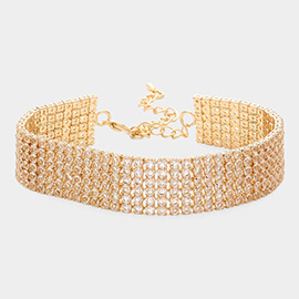 6 Rows Pave CZ Tennis Evening Bracelet