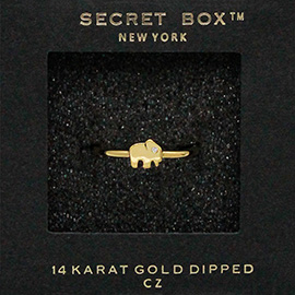 SECRET BOX_14K Gold Dipped CZ Elephant Ring