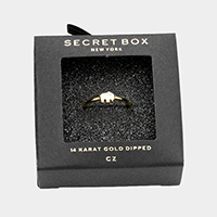 Secret Box _ 14K Gold Dipped CZ Elephant Ring