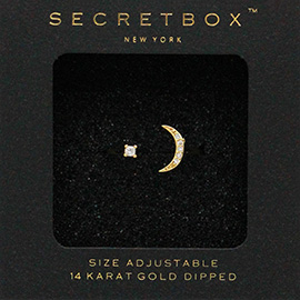 SECRET BOX_14K Gold Dipped CZ Crescent Moon Ring