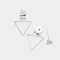 Cubic Zirconia Metal Triangle Earrings