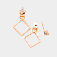 Cubic Zirconia Metal Square Earrings