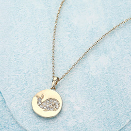 Pave Stone Whale Pendant Necklace