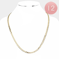 12PCS - Gold Plated Cuban Chain Metal Necklaces