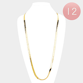 12 PCS - Gold Plated Superflex Herringbone Chain Necklaces