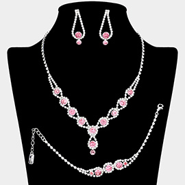 Rhinestone Bubble Necklace Jewelry Set