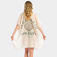 'Mermaid off Duty' Solid Lettering Cover Up Poncho