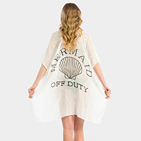 'Mermaid off Duty' Solid Lettering Cover Up Poncho