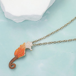 Seahorse Colored Metal Pendant Necklace