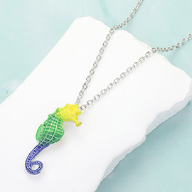 Seahorse Colored Metal Pendant Necklace