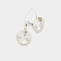 Genuine Round Crystal Lever Back Earrings