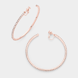 2.5 inch Rhinestone Hoop Clip on Earrings