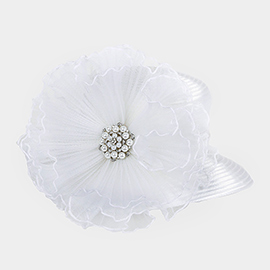 Pearl Cluster Embellished Flower Accented Dressy Hat