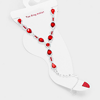 Crystal Rhinestone Pave Teardrop Crystal Toe Ring Anklet