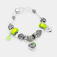 Multi Beaded Heart Charms Bracelet