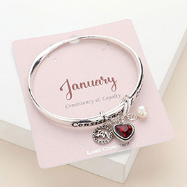 'Consistency & Loyalty'  January Heart Birthday Stone Charm Bracelet