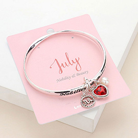 'Nobility & Beauty' July Heart Birthday Stone Charm Bracelet
