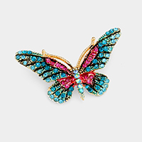 Crystal Rhinestone Pave Butterfly Pin Brooch