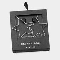 Secret Box _ Sterling Silver Dipped Metal Star Hoop Earrings