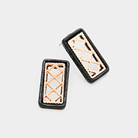 Two Tone Cut Out Rectangle Stud Earrings