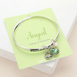 'Felicity & Protection' August Heart Birthday Stone Charm Bracelet