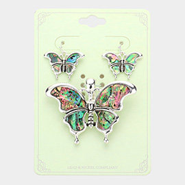 Abalone Butterfly Magnetic Pendant Set