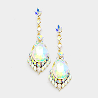 Long Drop Oval Crystal Detail Marquise Evening Earrings
