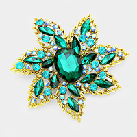 Crystal Glass Flower Pin Brooch