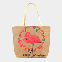 Floral Flamingo Beach Tote Bag