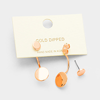 Gold Dipped Metal Disc Double Sided Earrings