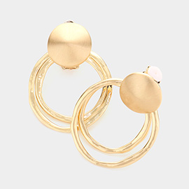 Double Metal Circle Clip on Earrings