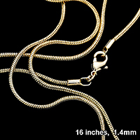 16 INCH, 1.4mm-Gold Plated Snake Chain Necklace