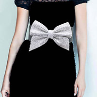 Crystal Rhinestone Pave Bow Elastic Stretch Belt